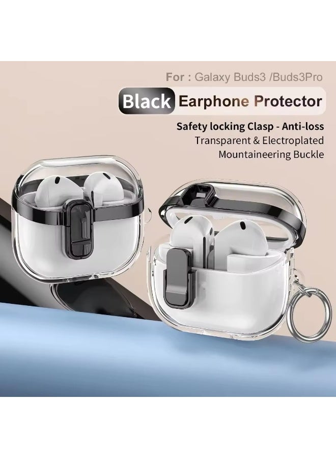 Fekra Compatible with Samsung Galaxy Buds 3 Pro/Buds 3 Case Full-Body Shockproof (Secure Lock) Galaxy Buds 3 & Galaxy Buds 3 Pro (2024) with Carabiner - Image 2